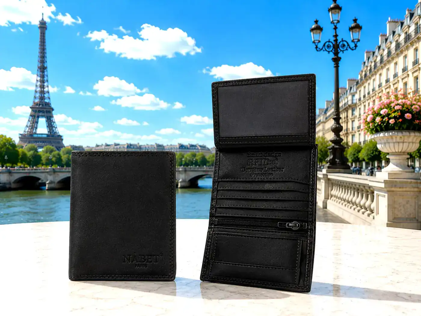 ארנק עור אמיתי קטן RFID יוקרתי NABET PARIS