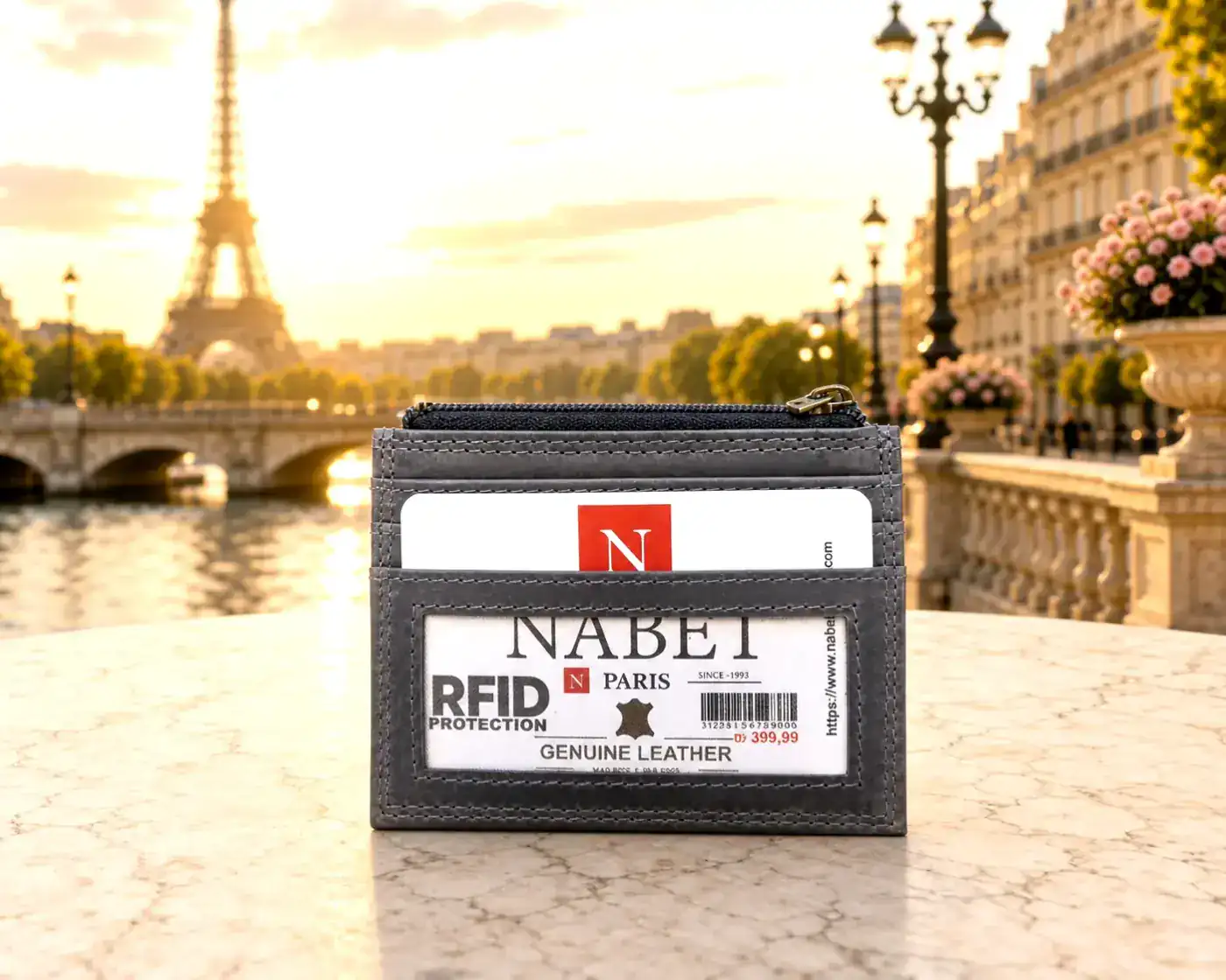 מחזיק כרטיסים יוקרתי מעור אמיתי RFID – Nabet Paris כחול - כחול 2