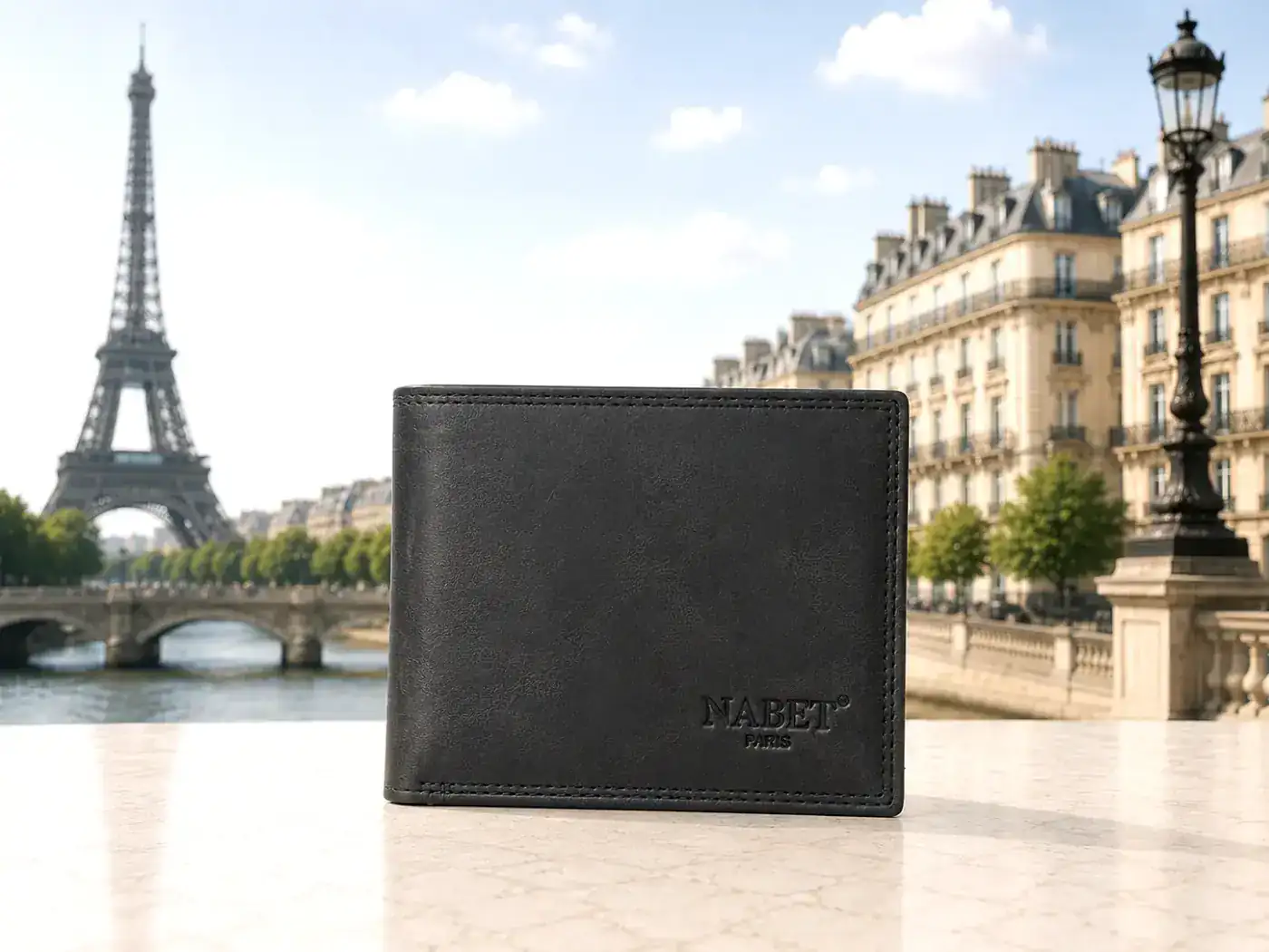 ארנק עור יוקרתי NABET PARIS – דק, חזק ומרווח במיוחד - צבע חדש - שחור - קטן 11×8.5 ס״מ