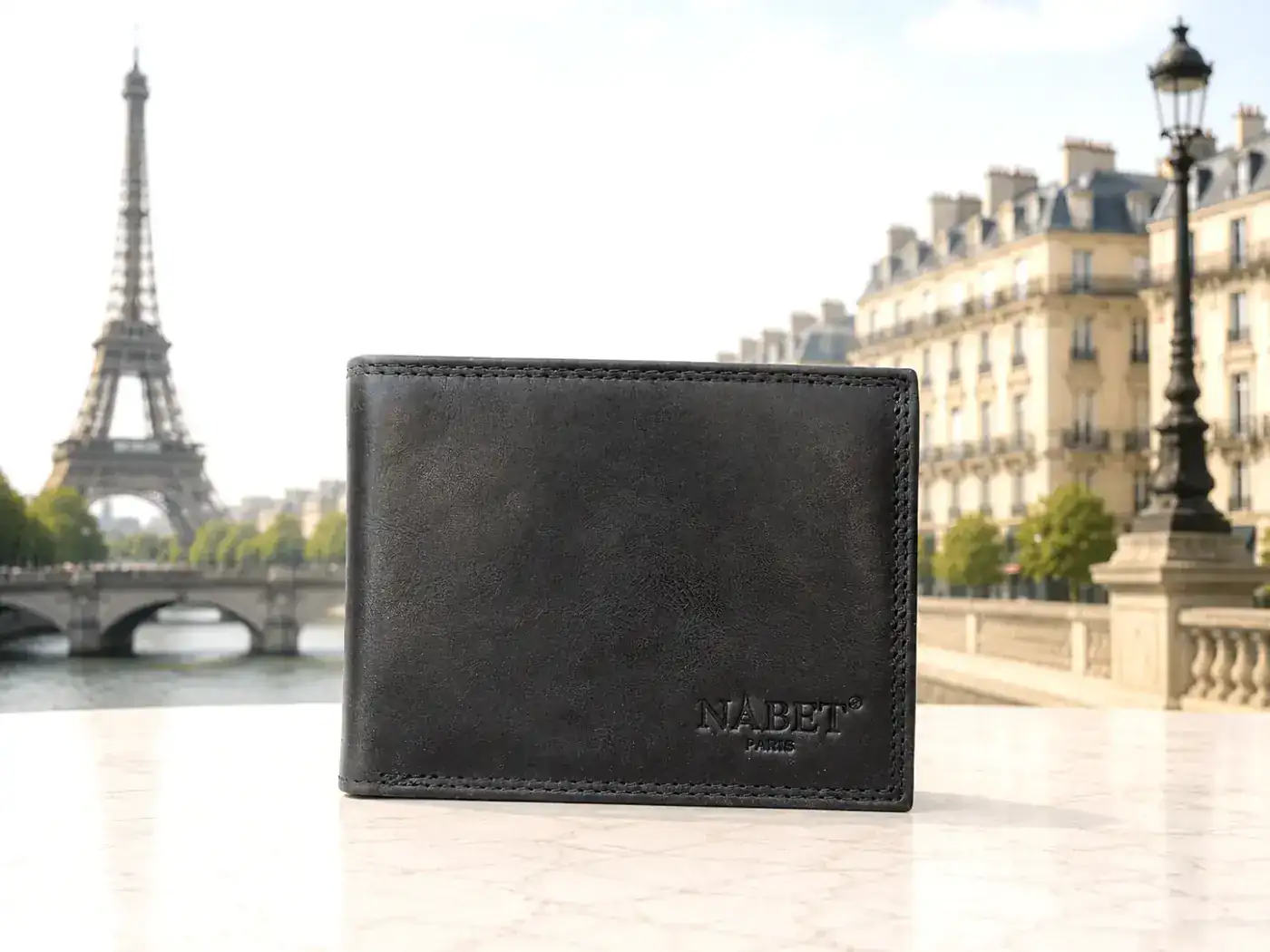 ארנק עור יוקרתי NABET PARIS – דק, חזק ומרווח במיוחד אפור קטן 11×8.5 ס״מ