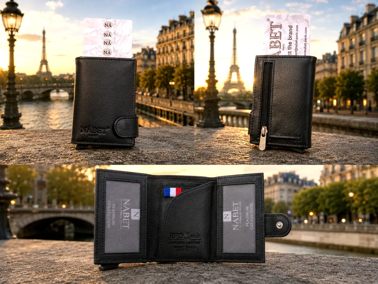 ארנק עור יוקרתי RFID עם שליפה מהירה – NABET PARIS PRESTIGE